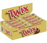 Barres de chocolat TWIX - Délicieux caramel, biscuit croquant et délice au chocolat au lait (32 x 50 g) - Snack on the Go !