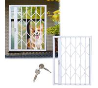 Barres de fenêtre de sécurité avec serrure pour chats et chiens - Grilles de fenêtre antivol extensibles pour fenêtres coulissantes - Clôtures de sécurité pliables en aluminium pour l'extérieur