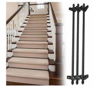 Barres de fixation réglables pour tapis d'escalier, avec supports de sol et fixations polis. Tiges de fixation rondes en métal poli pour une installation facile et une qualité professionnell
