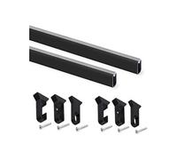 Emuca - Kit Tube de penderie, 1150 mm, Peint en Noir, Aluminium et Plastique