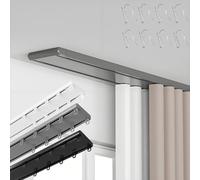 Barres de plafond silencieuses en aluminium à double rangée de 5,7 m - Séparateur de pièce de 5,7 m - Système de rails pour salon et chambre à coucher - Rails gris Sk pour un glissement sans effort