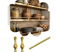 Barres de Protection pour étagères, Ensemble de 6 Barres de Protection décoratives en métal Massif, barrières Anti-basculement de 14 à 42 Pouces pour étagères en Bois/galerie, Barre dorée po