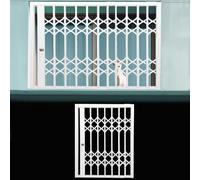 Barres de sécurité pour fenêtre extérieure pour animaux domestiques - Grille de sécurité en métal pour chats - Clôture coulissante pliable pour l'intérieur et l'extérieur - Design antivol (71 x 99 cm)