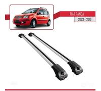 Barres De Toit - Ace-1 - Fiat Panda 2 (169) - Aluminium Gris - Charge Utile < 300 Kg - Mécanisme De Verrouillage
