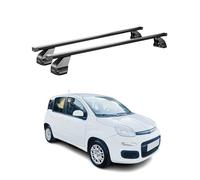 Barres de toit compatibles avec Fiat Panda III 2015-2022 | Porte-vélos coffre de toit en acier de qualité supérieure Noir 75 kg