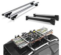 Barres de toit en aluminium + porte-skis coulissant 6 paires de skis ou 4 snowboards pour JEEP RENEGADE à partir de 2014 avec rails ouverts