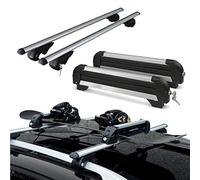 Barres de toit en aluminium + porte-skis ou 2 snowboards pour Peugeot 2008 à partir de 2013 avec rails ouverts