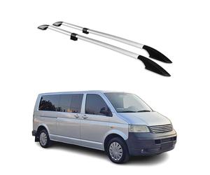 Barres De Toit Longitudinales compatibles avec VW T5 T6 T6.1 Transporter Multivan Caravelle 2003-2024 L2 Aluminium Gris 2X