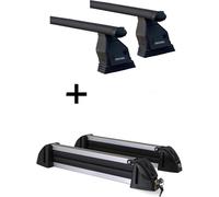 Barres de toit Menabo Tema acier + porte-skis / porte-planches à neige / porte-skis alu 4 paires de skis compatibles avec BMW Série 6 (G32 break 5 portes) à partir de 2017