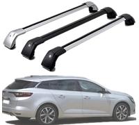 Barres De Toit pour Megané MK IV 5-dr Estate 2016-, Voiture Porte Bagages Transversales Galerie Aluminium Verrouillable avec Les Rails de Toit,Black-1 Pair