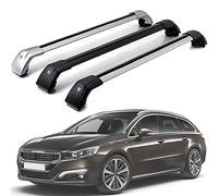 Barres De Toit pour Peugeot 508 SW Estate 2011-2018, Voiture Porte Bagages Aluminium Galerie Toit Verrouillable Charge Max 300 kg, Black+Silver-1-Pair