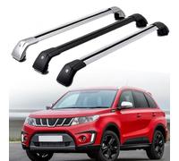 Barres De Toit pour Suzuki Vitara 2015-2019, Voiture Porte Bagages Transversales Galerie Aluminium avec Les Rails de Toit Surélevés,Silver Black-1 Pair