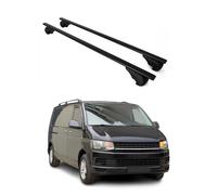 OMAC Barres de Toit compatibles avec VW T5 T6 Transporter Multivan Caravelle 2003-2024 - Antivol Inclus - Charge Max 75 kg - 2 Barres Noir