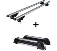 Barres de toit Rio 120 + porte-skis / porte-planches à neige / porte-skis alu 4 paires de skis compatibles avec VW Passat Variant 96-14