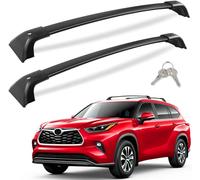 Barres de toit robustes verrouillables de 260 lbs pour Toyota Highlander XLE Limited Platinum Hybrid 2020-2023, barre croisée en aluminium antichoc, clés de verrouillage en métal, revêtement noir mat,