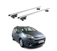 OMAC Barres de Toit Aluminium certifiées TÜV pour Citroën C4 Picasso/Grand Picasso 2006-2013 5 Portes - pour Rails de Toit Standards - Rainure en T - Charge Max 90 kg - 2 antivols Argent