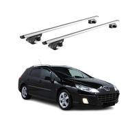 Barres de toit transversales ABE pour Peugeot 407 SW 2004-2012 5 P Alu Gris 2x