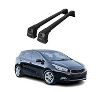 Barres de Toit Transversales - Compatible avec Kia Ceed 2012-2018 | Rails de Toit en Aluminium anodisé | Porte-Bagages de Voiture en Noir