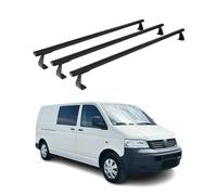 Barres de Toit transversales Compatible avec VW T5 Caravelle 2003 à 2015 Aluminium Noir 3Pcs