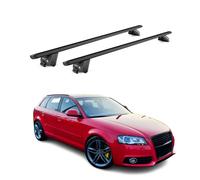 OMAC Barres de Toit Aluminium certifiées TÜV pour Audi A3 8PA Sportback 2005-2013 - pour Rails de Toit intégrés - Rainure en T - Charge Max 100 kg - 2 antivols Noir