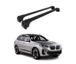 Barres de toit transversales pour BMW iX3 G08 2020-2025 Alu Noir ABE