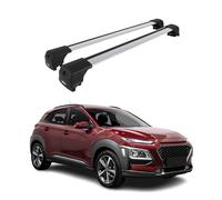 OMAC Barres de Toit en Aluminium pour Hyundai Kona I 2018-2023 - City Crash - ISO/Pas 11154:2006 - Antivol Inclus - Charge Max 75 kg - 2 Barres Argent