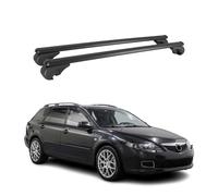 Barres de toit Transversales pour Mazda 6 2002-2007 Aluminium Noir