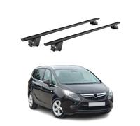 OMAC Barres de Toit Aluminium certifiées TÜV pour Opel Zafira C Tourer 2011-2019 - pour Rails de Toit intégrés - Rainure en T - Charge Max 100 kg - 2 antivols Noir