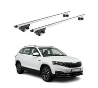 OMAC Barres de Toit Aluminium certifiées TÜV pour Skoda Kamiq 2019-2026 - pour Rails de Toit Standards - Rainure en T - Charge Max 90 kg - 2 antivols Argent