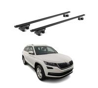 OMAC Barres de Toit Aluminium certifiées TÜV pour Skoda Kodiaq I 2016-2024 - pour Rails de Toit Standards - Rainure en T - Charge Max 90 kg - 2 antivols Noir