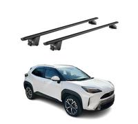 OMAC Barres de Toit Aluminium certifiées TÜV pour Toyota Yaris Cross XP210 2021-2026 - pour Rails de Toit intégrés - Rainure en T - Charge Max 100 kg - 2 antivols Noir