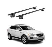 OMAC Barres de Toit Aluminium certifiées TÜV pour Volvo XC60 I 2009-2017 - pour Rails de Toit intégrés - Rainure en T - Charge Max 100 kg - 2 antivols Noir