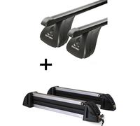 Barres de toit VDP acier + porte-skis / porte-planches à neige / porte-skis alu 4 paires de skis compatibles avec Hyundai i30 II hayonI 5 portes à partir de 2017
