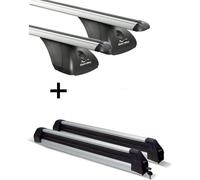 Barres de toit VDP + porte-skis / porte-planches à neige / porte-skis Silver Ice extensibles compatibles avec Fiat Ulysse II 5 portes 2002-2010