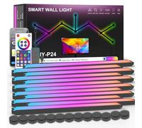 Barres Lumineuses RVB Intelligentes, Lignes D'éclairage Mural à LED, Fonctionne Avec Smart Life/Tuya Smart/Google/Alexa, Avec Synchronisation Musicale, Pour Salle De Jeux Home Cinéma(12 pack,Black)