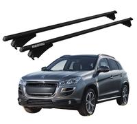 Barres Portatout Pour Peugeot 4008 De 2013 - Menabo Aluminium Noires Railing Bas