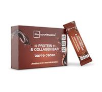 Barres Protéine & Collagène - Lot de 4 - Cacao - 33% de protéine par barre - Sans sucre - Whey Native + Collagène Hydrolysé - Snack postworkout, collation - Fabriqué en France - Nutrimuscle