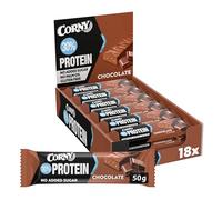 Barres protéinées, Corny Protein,Chocolat,13,5 gr de protéines, 0% de sucres ajoutés, Pack de 18x50g, Taste the Power