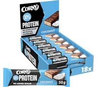 Barres protéinées, Corny Protein,Chocolat et Coco,13,5 gr de protéines, 0% de sucres ajoutés, Pack de 18x50g, Taste the Power