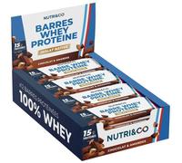 Barres Protéinées Whey - 15g de Protéines - Musculation - Sans Huile de Palme - Goût Chocolat & Amandes - 12 barres - Nutri&Co