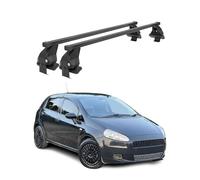 Barres Transversales Menabo Compatible avec Fiat Grande Punto 2005-2012 5-Portes Noir