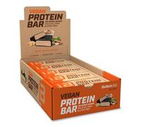 BioTechUSA Vegan Protein Bar, barre protéinée sans lactose ni gluten, à base de protéines végétales, avec un glaçage délicieux au chocolat, et sans sucres ajoutés, 20 * 50 g, Beurre de noisette