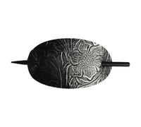 Barrette à cheveux avec bâton - Pince à cheveux pour queue de cheval - Forme ovale en similicuir - Pince à cheveux de style bohème pour femmes et filles - Accessoires pour cheveux longs