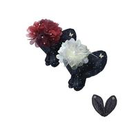 Barrette à cheveux avec boule, brodée à la main, rouleau de chignon en forme de fleur, pince à cheveux Lazy Hair Bun Clip Easy Fast Snap Roll Outil pour cheveux (AJ, taille unique)