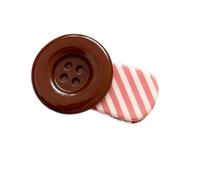 Barrette à cheveux avec boutons décoratifs et rayures, Coffee | Clip de déclaration pour adolescents et adultes, pièce unique