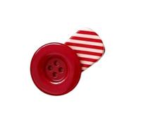 Barrette à cheveux avec boutons décoratifs et rayures, Red | Clip de déclaration pour adolescents et adultes, pièce unique