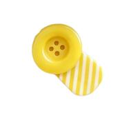 Barrette à cheveux avec boutons décoratifs et rayures, Yellow | Clip de déclaration pour adolescents et adultes, pièce unique