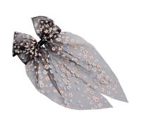 Barrette à cheveux avec nœud de, Black | Clip de déclaration en florale, pour des looks mi-haut, quotidien, finition arrière décorative