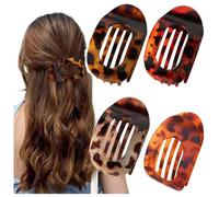 Barrette à cheveux en bec de canard - Simple et élégante - Antidérapante - Mat - Maintien sûr - Dents intérieures - Pour cheveux épais et fins - 4 l