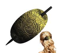 Barrette à cheveux en cuir - Barrette à cheveux en cuir avec bâton | Barrette à cheveux ovale en cuir synthétique | Pince à cheveux pour queue de cheval | Épingle à cheveux pour femme